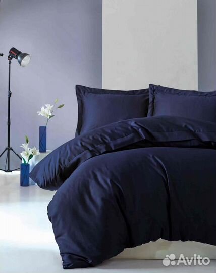 Однотонное постельное белье делюкс сатин Турция