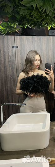 Топ корсет с перьями