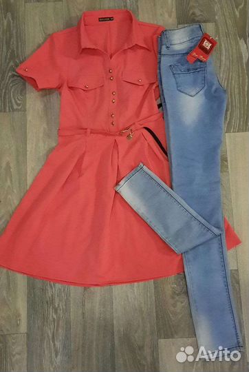 Платье, джинсы на девочку/девушку 42 р-р новые