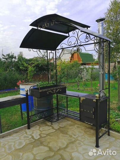 Кованый мангал с печкой