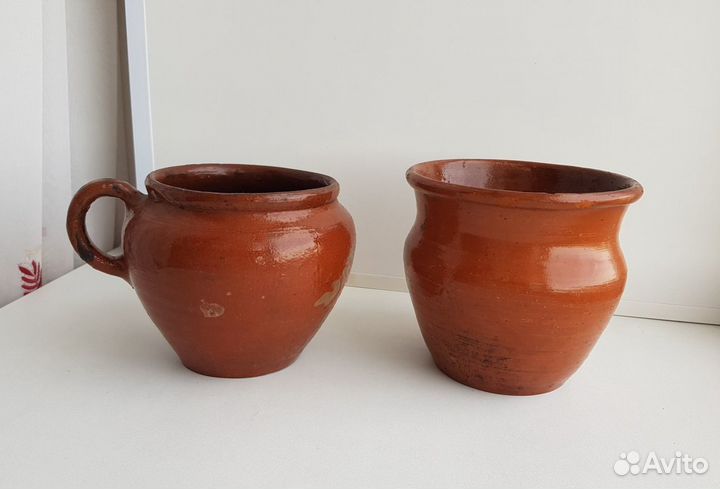 Старинные глиняные горшки. Керамика. Период СССР