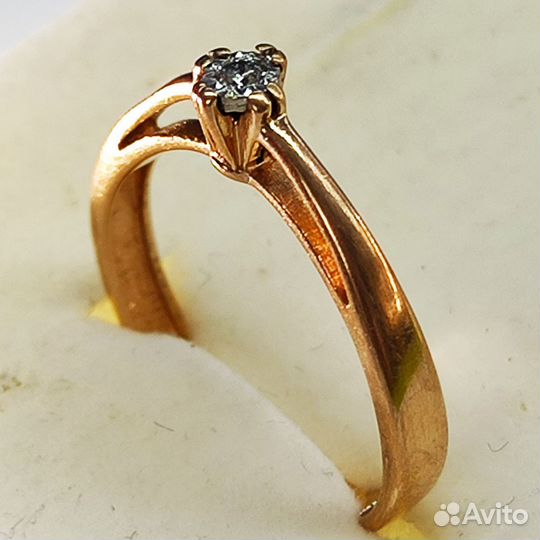 Кольцо золотое с бриллиатном (арт 125169) Д15
