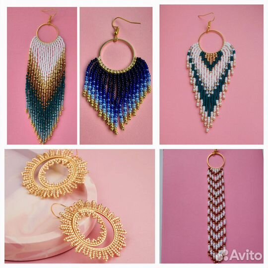 Серьги из бисера ручная работа