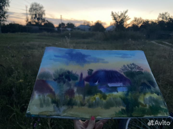 Этюд с натуры «Деревенский дом» 2022 г. Акварель