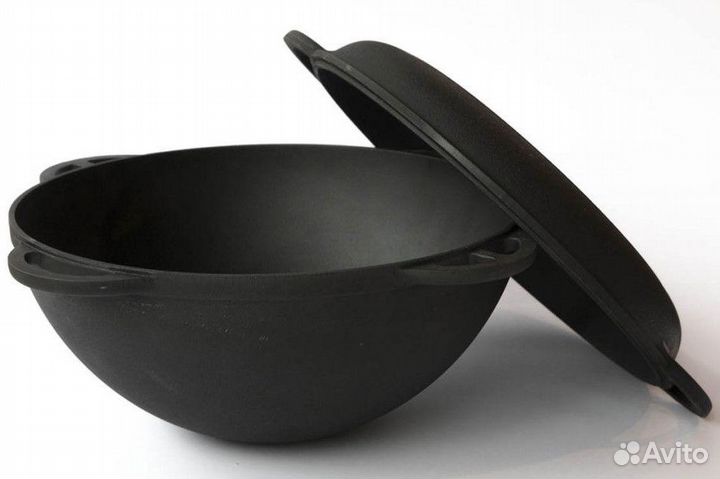 Казан чугунный крышка сковорода Ситон с треногой