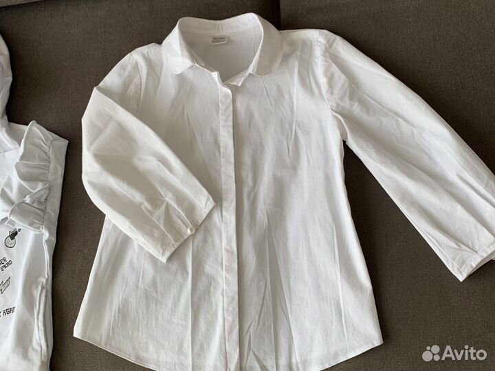 Блузки рубашки школьные белые для девочки 134-140