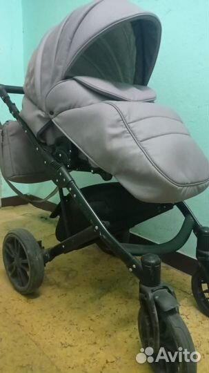 Коляска 2 в 1 indigo эко кожа