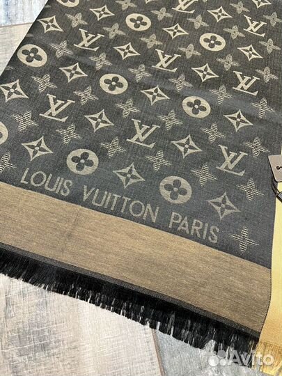 Кашемировый палантин Louis Vuitton черный новый
