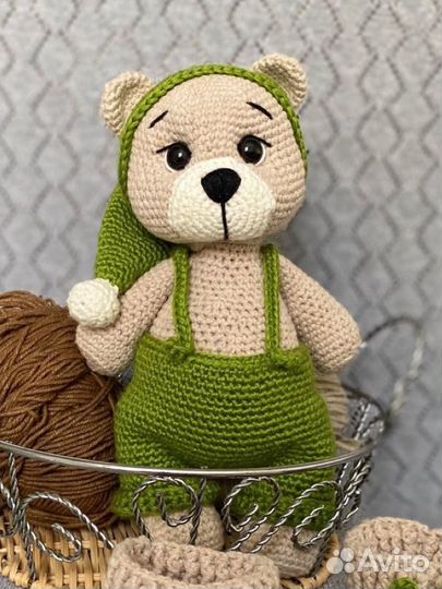 Мягкая игрушка вязаная мишка, набор