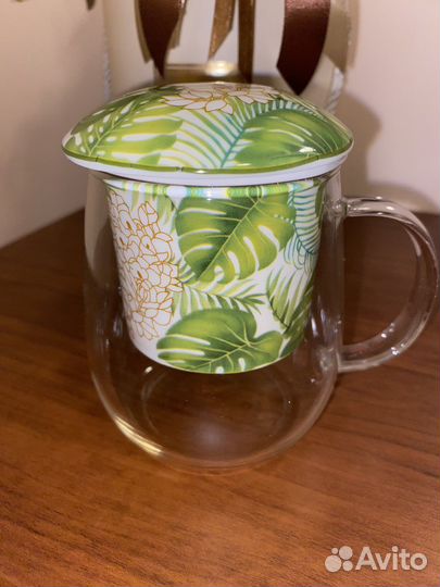 Заварочная кружка с фарфоровым ситом и крышкой