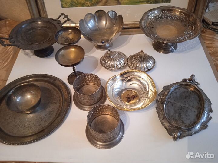 Предметы сервировки посеребренные винтаж