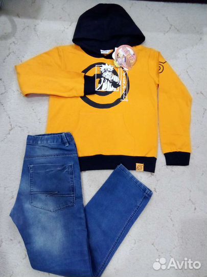 Толстовка новая + джинсы р.158
