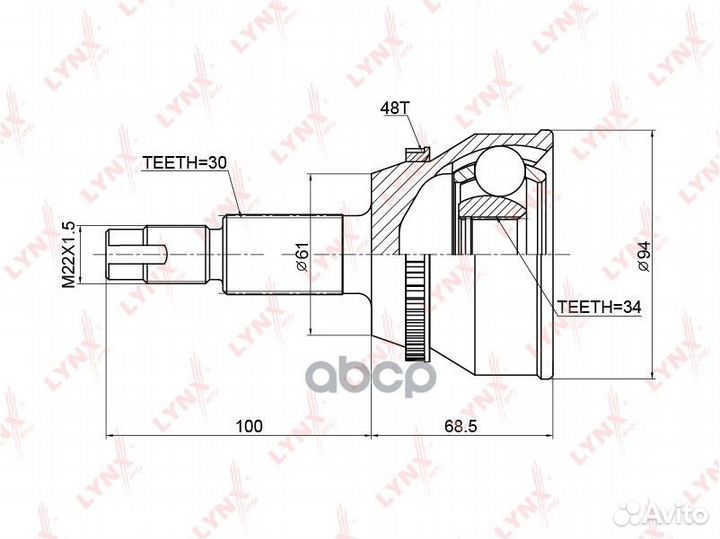 ШРУС toyota/lexus highlander/RX330-400 03- наружн