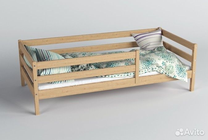 Детская кроватка 160/80см, массив сосны с бортом