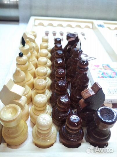 Шахматы + нарды + шашки + карты, 4в1. Новые