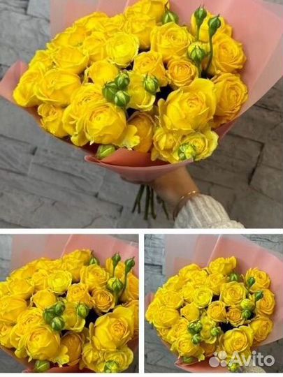 Шикарные пионовидные желтые розы