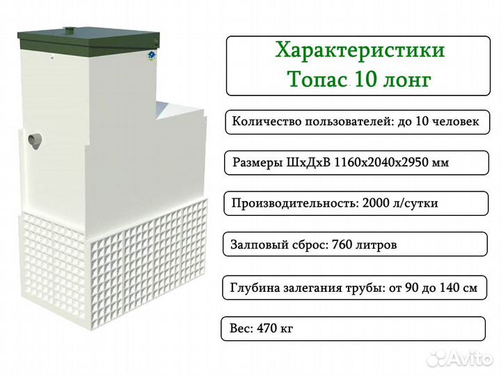 Септик Топас 10 long с завода с доставкой до дома