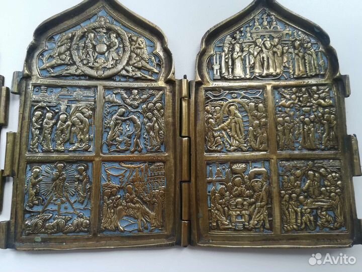 Икона складень литой эмали