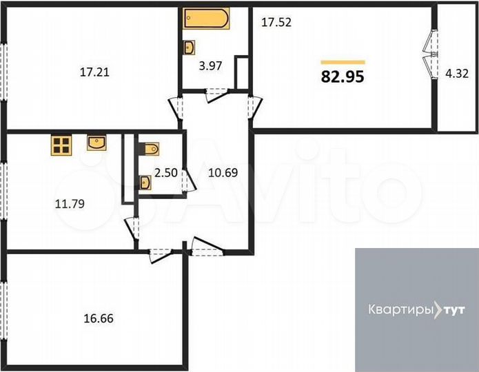 3-к. квартира, 83 м², 11/20 эт.