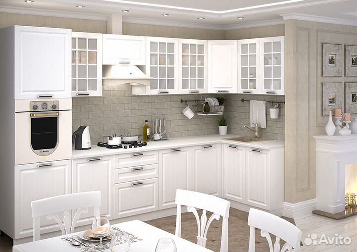 Кухня Прага 3,3х1,39м (белое дерево)
