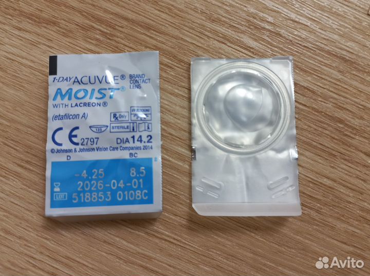 Acuvue Контактные линзы 1 DAY moist, -4.25, 16 шт