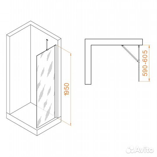 Душ. Стенка RGW 60x195 351010206-11