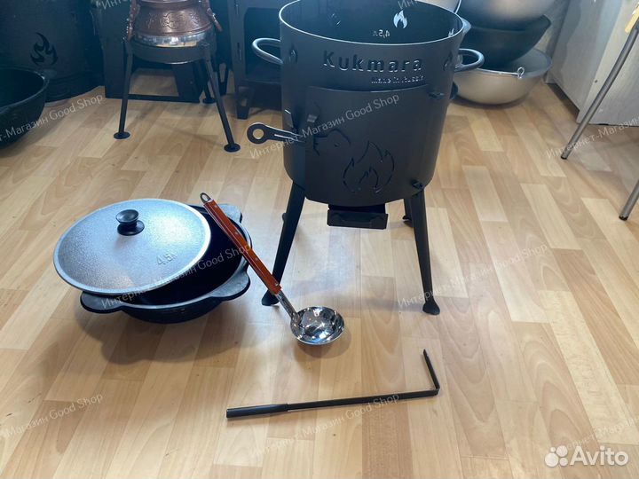 Казан чугунный с печкой