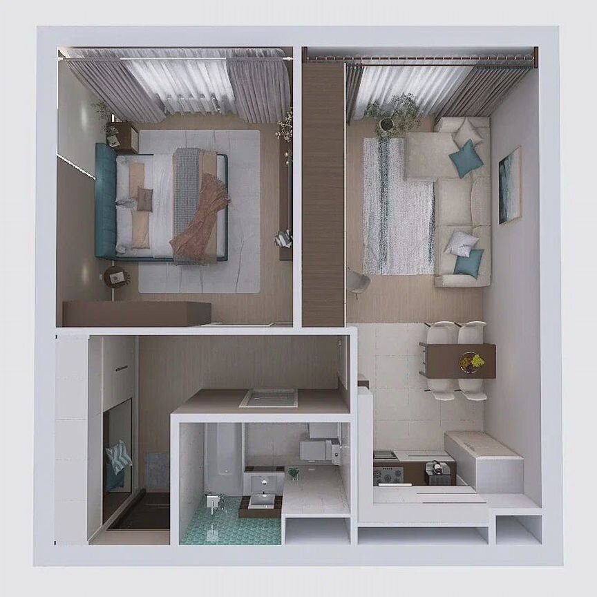 1-к. квартира, 44,8 м², 1/5 эт.