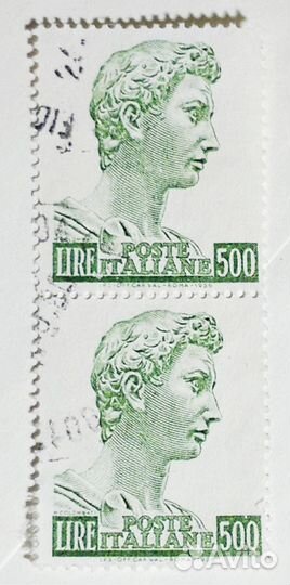 Марка гашёная, Италия, голова Св. Георгия