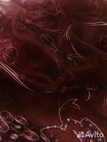 Ткань органза 300 см цвет - бордовый по цене н