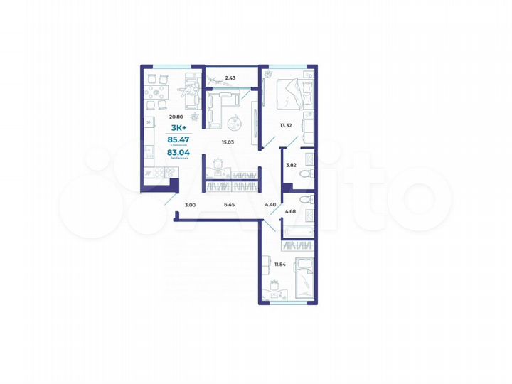 3-к. квартира, 83 м², 4/17 эт.