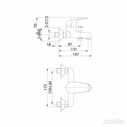 Смеситель для ванны, Simp, Milardo, simsb00M02