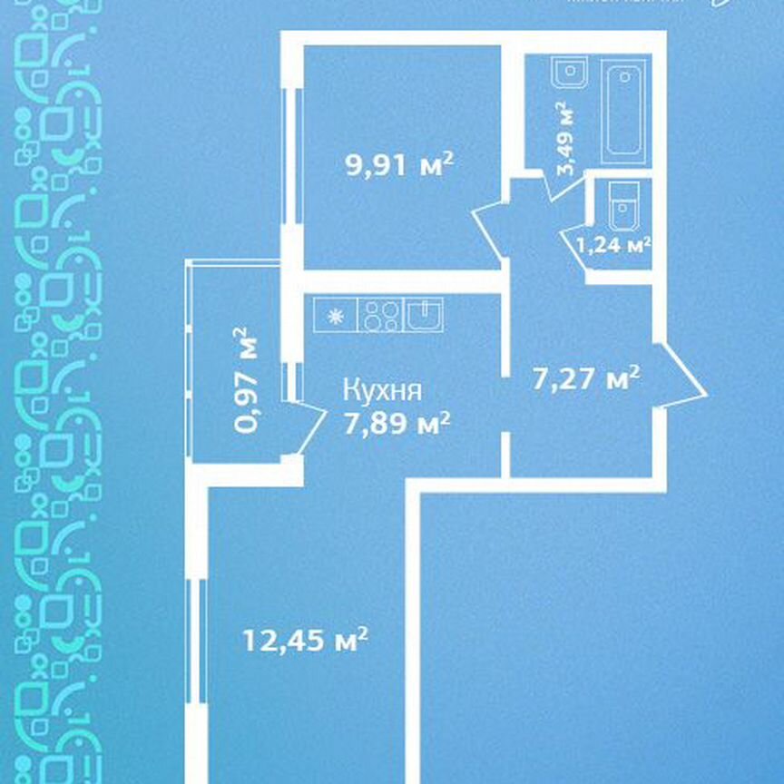 2-к. квартира, 43,2 м², 6/9 эт.