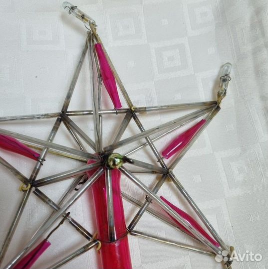 Елочная игрушка СССР. Макушка. Звезда. Стеклярус