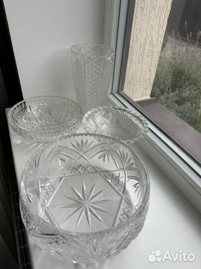 Хрустальная ваза и салатники СССР