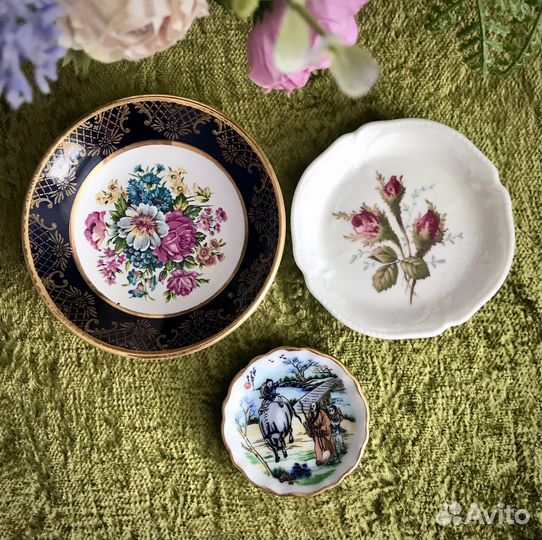 Блюдца 3 шт разные, винтаж, Англия, Германия