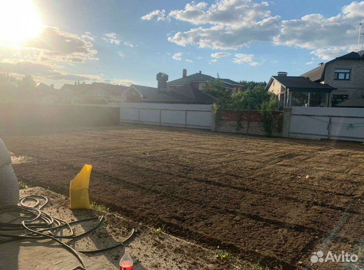 Вспашка земли, фрезеровка,уплотнение почвы, газон