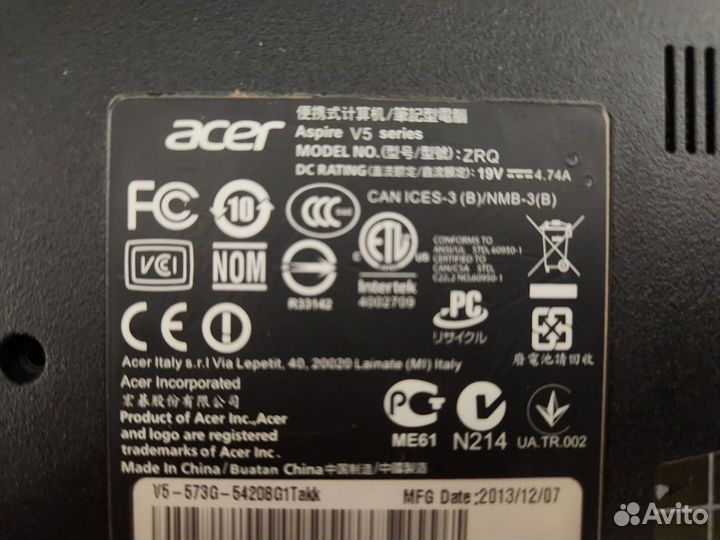 Ноутбук acer aspire 5 573g