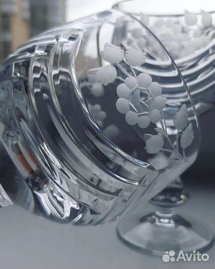 Кувшин для напитков Чехословакия, фужеры хрусталь