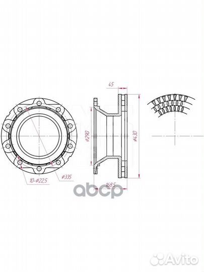 Диск тормозной 430x168.5x290x45 n10x22.5