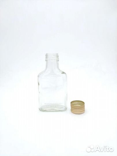 Бутылка стеклянная Фляжка с крышкой, 0.1л