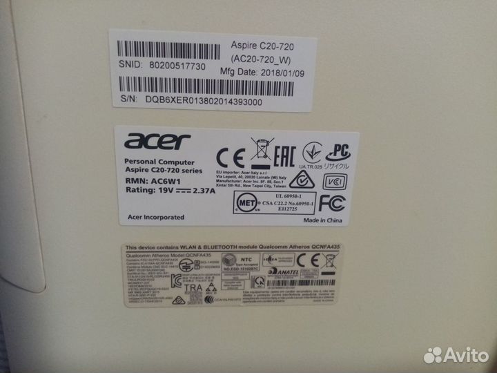 Моноблок acer c20 720 series, компьютер