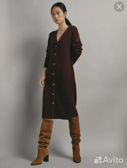 Платье бордовое Massimo Dutti XS