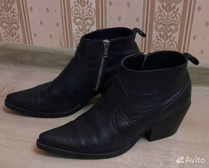Ботильоны казаки mango натуральная кожа