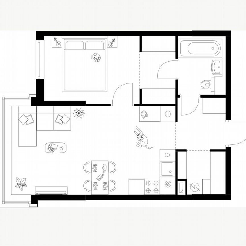 1-к. квартира, 44,4 м², 2/17 эт.