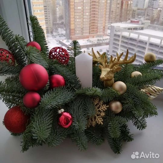 Новогодняя композиция и ёлка из нобилиса