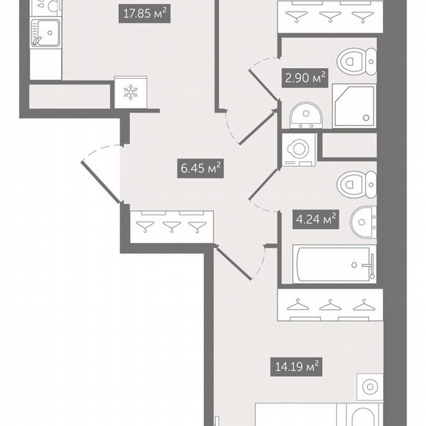 2-к. квартира, 62,3 м², 4/10 эт.