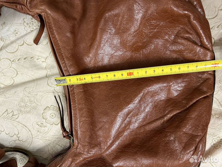 Сумка хобо коричневая рыжая натуральная кожа