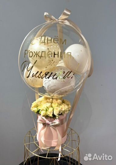 Баблс бокс с розами для девушки #574