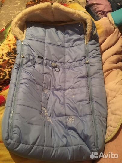 Конверт зимний для новорожденных голубой ariadna96